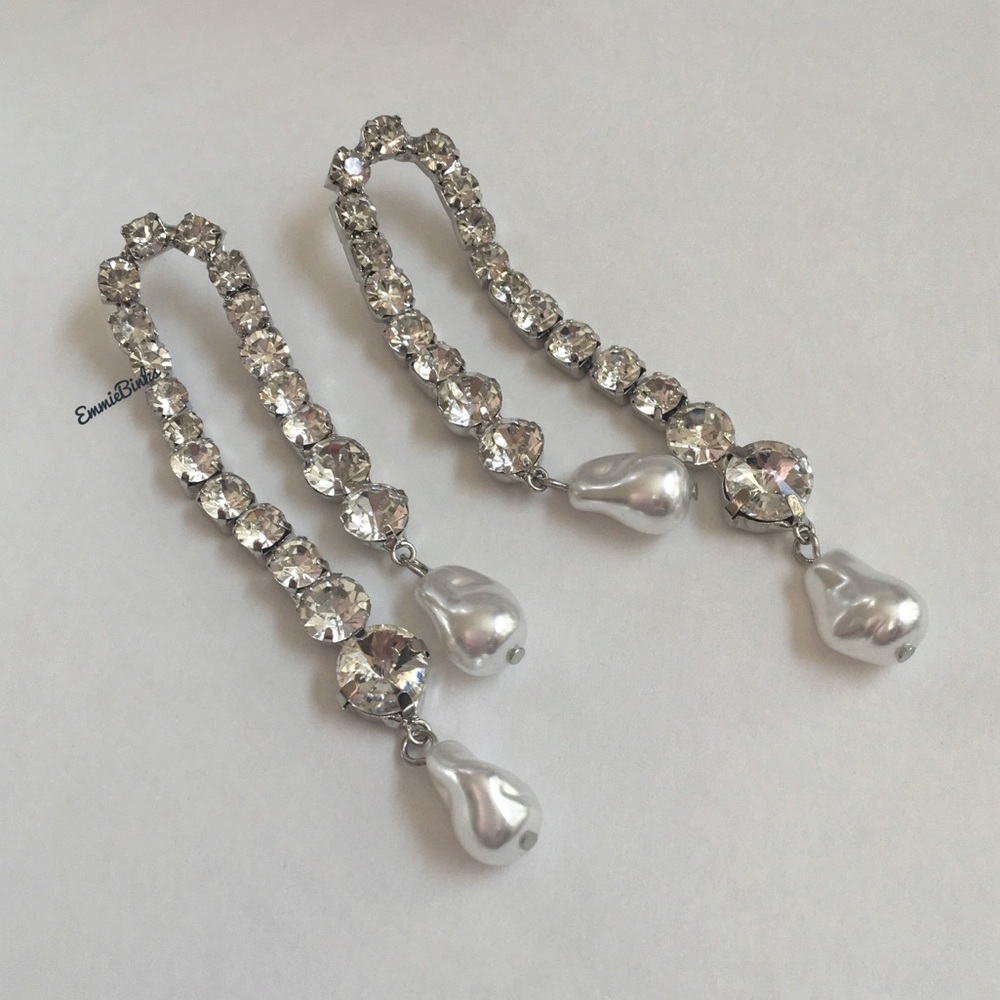 New Zara Rhinestone Crystal Drop Statement Earrings - Picture 10 of 16